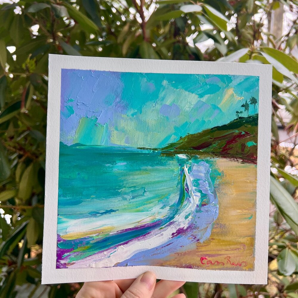 Original Oil Painting Beach Decor Malibu California Coastal Art OOAK New 100 Day